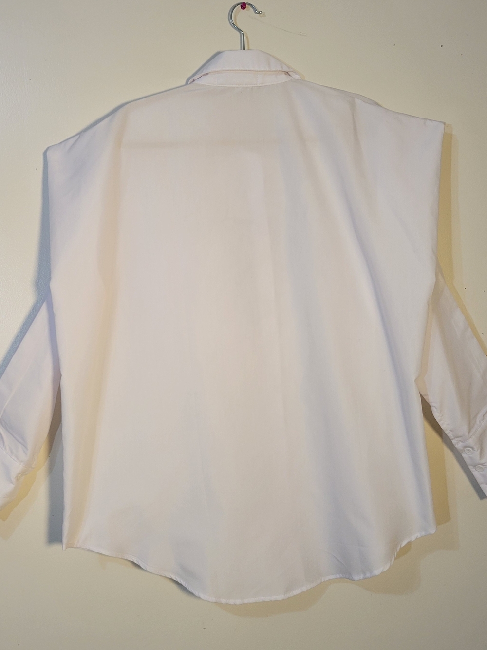 Gold X Teal (Womens L) High Pointed Shoulder Over-sized White Button-Down Shirt - Picture 7 of 10